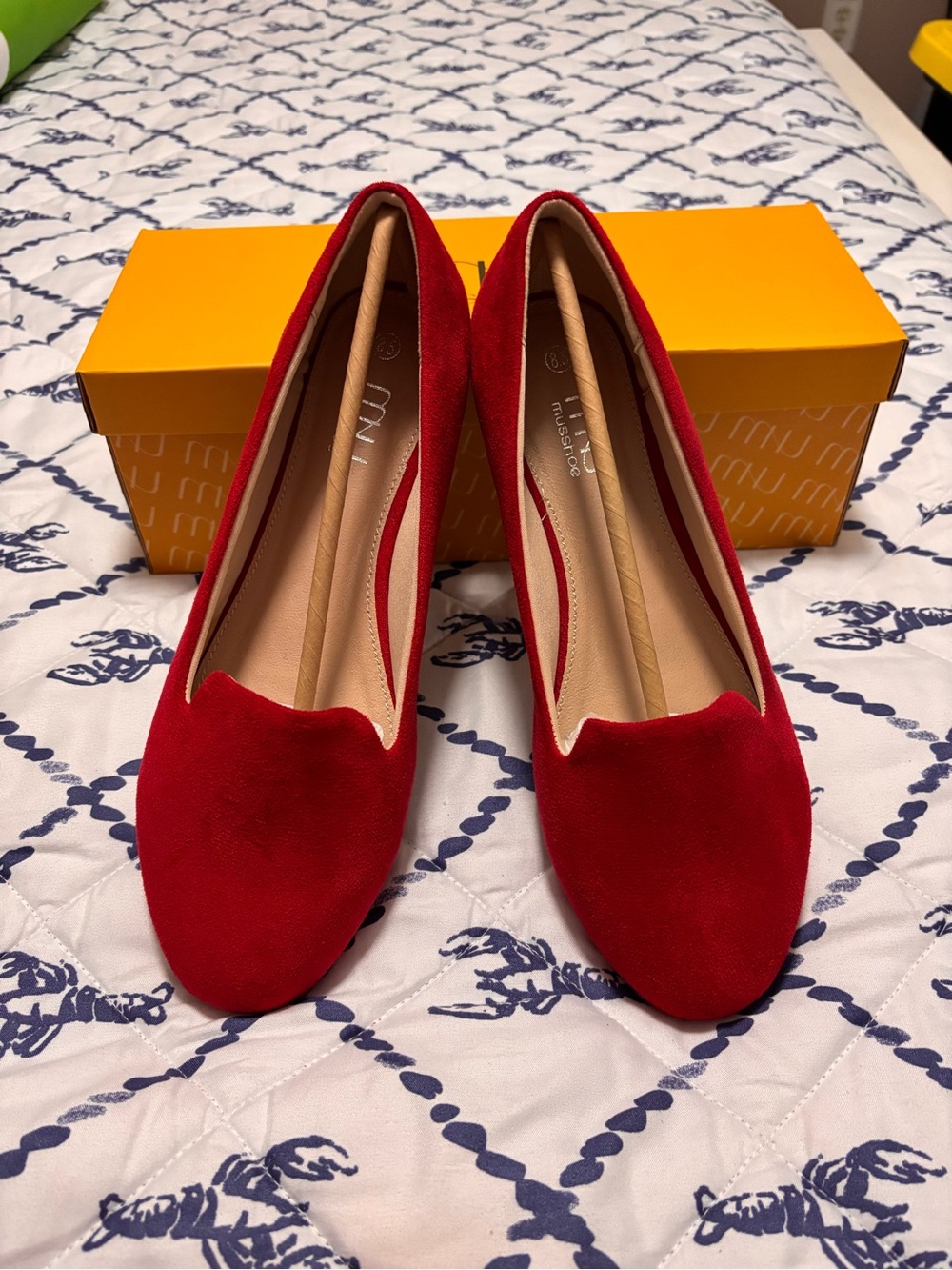 Red Suede  Slip-On Flats